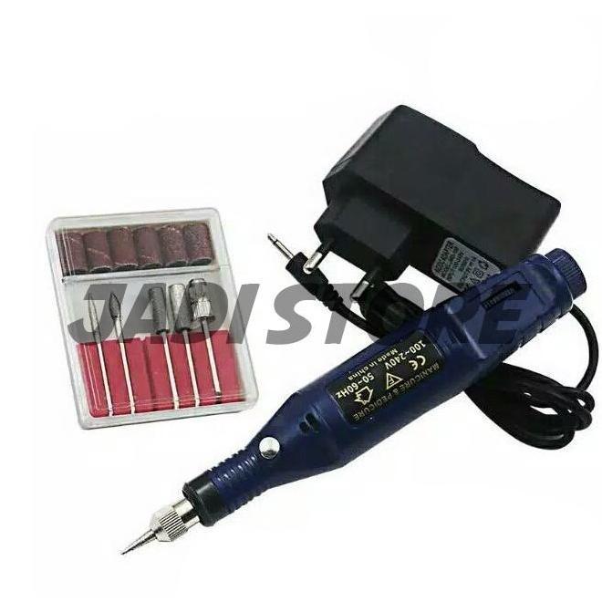 Gerinda Mini Set Tangan Bor Grinder Drill Set Alat Ukir Piring Keramik dan Sendok Akrilik Listrik