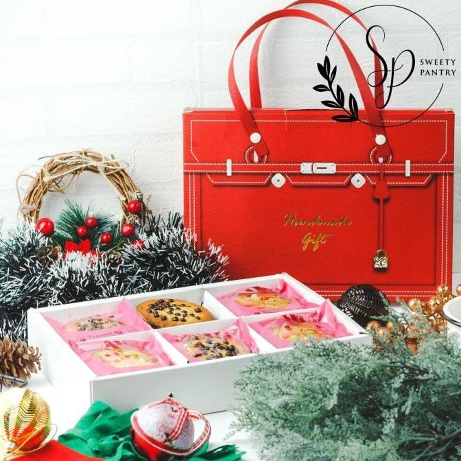 Box kue / dus kue / packaging mini pie / kemasan mini pie Hermes Red