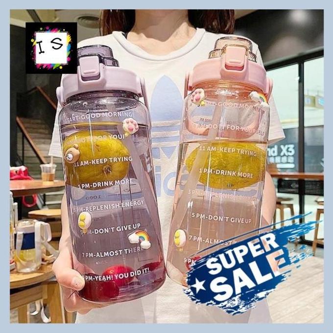 Botol Minum VIRAL 2 L BENING / Botol Transparan Free Sticker 3D&2D