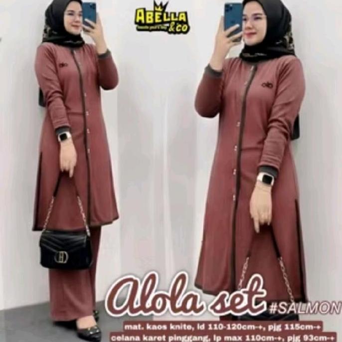 PAKAIAN WANITA MUSLIM CELANA & ATASAN LONG TUNIK  Baju Setelan PM