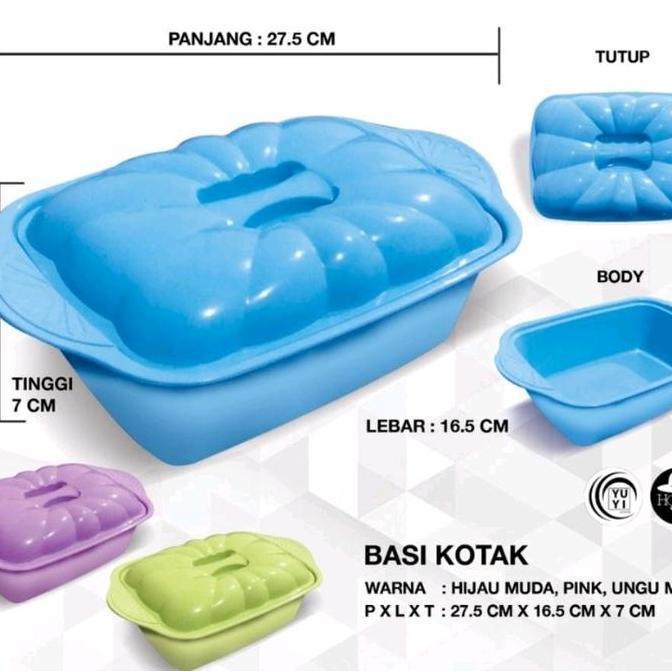 Prasmanan / Wadah Sayur / Basi Kotak Set 12 Pcs (6 Kotak Basi + 6 Centong ) Biru Hijau Pink Ungu Pir