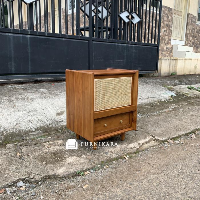 Nakas Jati Rotan Minimalis / Bedside Table Jati / Nakas Rotan Minimali