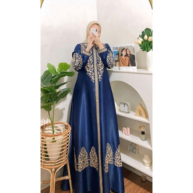 Gamis Wanita Elegan Mewah - Nura Collection Official - Almina Bordir - Baju Gamis Bordir Model Terba