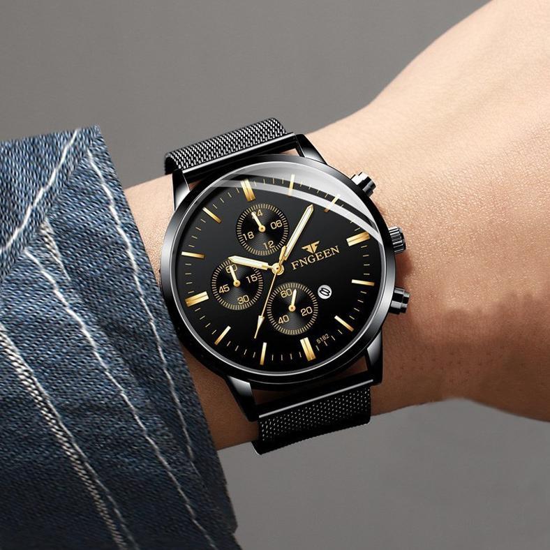 Hot Sale Fngeen W5128 Jam Tangan Pria Tipis Rantai Pasir Kasual Quartz Original Anti Air Watch