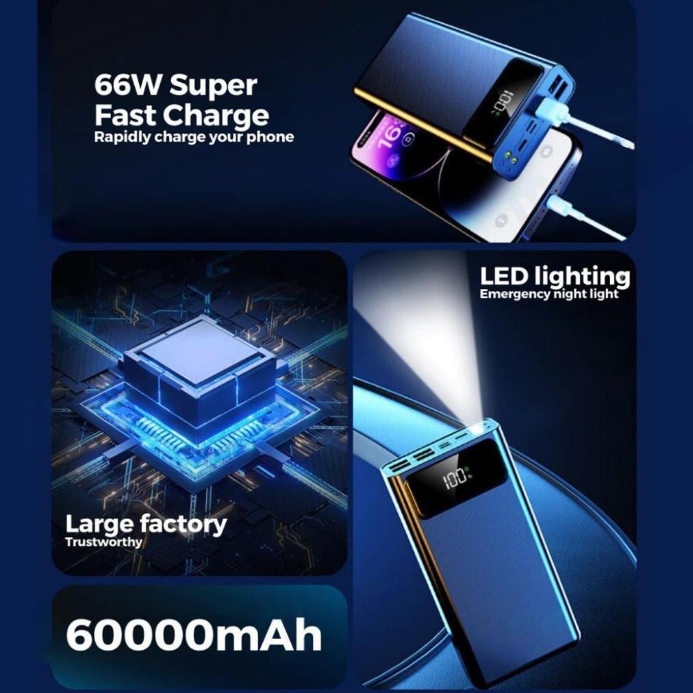 Hot Product Moyatu 60000Mah Powerbank Fast Charging Full Capacity 4 Usb Charge Ports Pd Fast Chargin