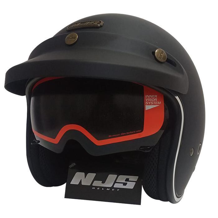 Njs Nx-2 Solid List Chrome Helm Retro Helm Njs Nx2 List Chrome Retro Bogo Original Dan Terpercaya