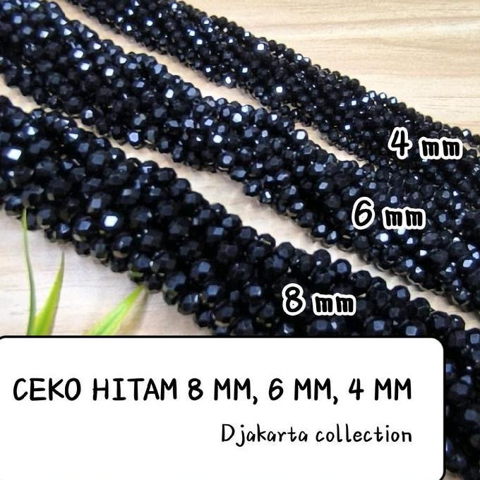 MANIK MANIK CRYSTAL KRISTAL CEKO BAPAU HITAM 8 mm 6 mm 4 mm