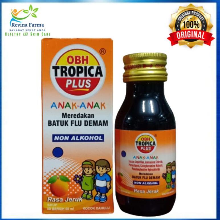 OBH Tropica Plus Syrup Anak 60ml Rasa Jeruk & Strawberry, OBH Tropica Anak Obat Batuk, Pilek, Flu & 