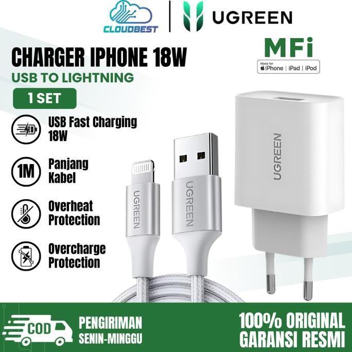 UGREEN Charger Mfi For iPhone 8 X XS Max XR USB Fast Charging 18w Single Port
