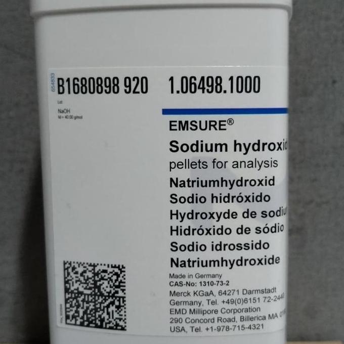 NaOH Merck 106498. Packing 1KG. Sodium Hydroxide Merck. Pellets