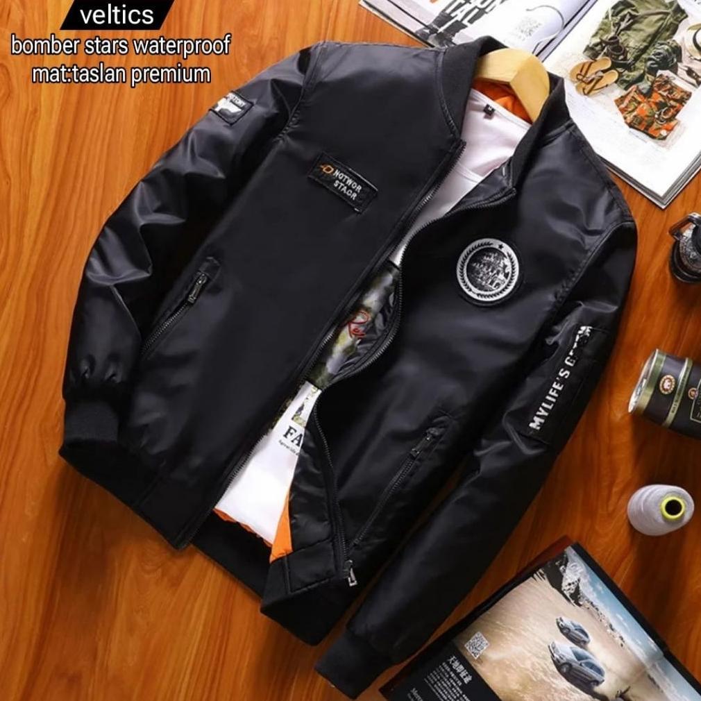 PREMIUM Veltics Jaket Bomber Retro Freestyle Jaket Parasut Pria Wanita simple Jaket Motor Waterproof