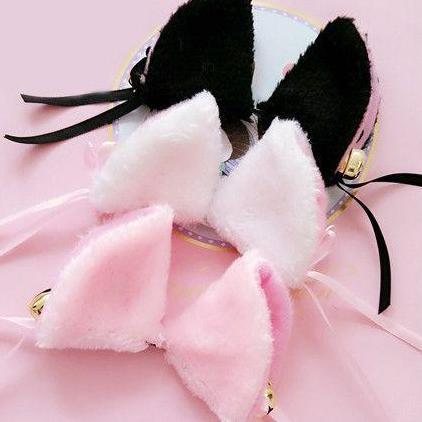 HPNK kawaii nekomimi jepit kuping kucing neko cat hairpin black white gray