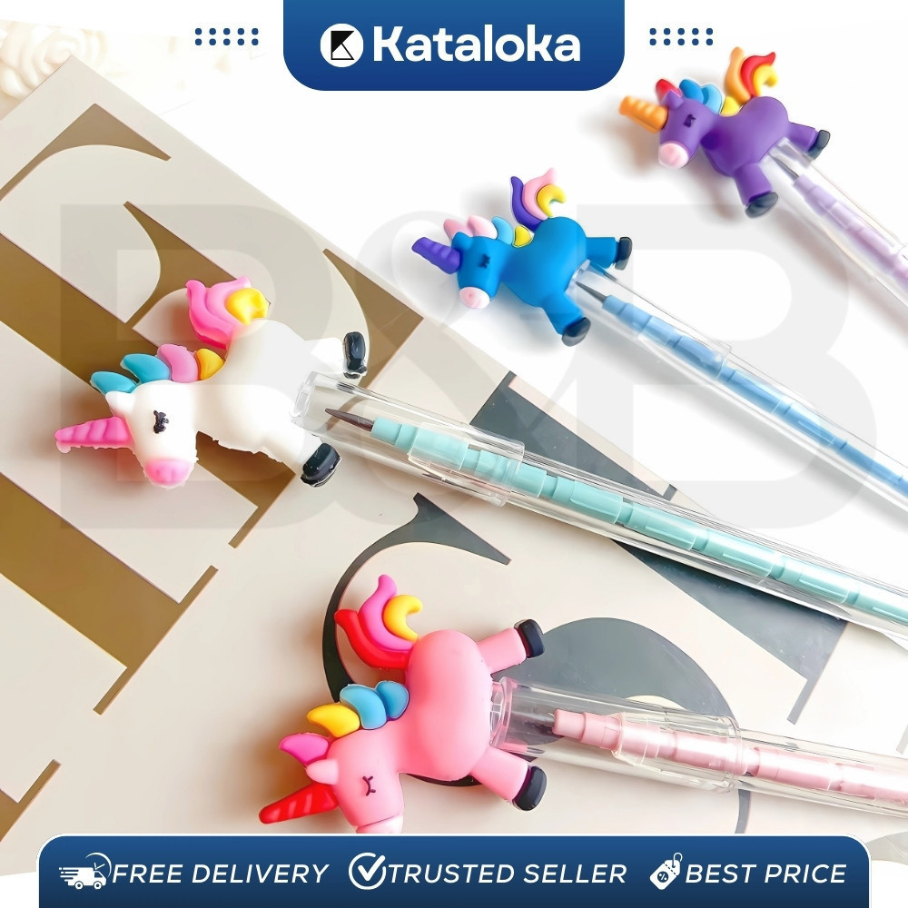 Grosir!!! (48Pcs) Pensil Lantu Susun/Pensil Susun Karakter/Pensil Cabut/Lantu 1 Box Besar Karakter