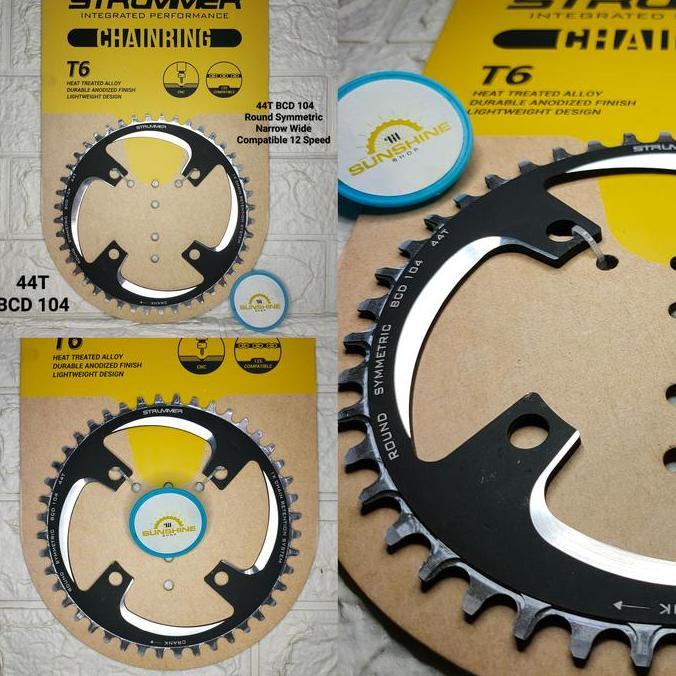 Chainring Crank STRUMMER 32T 34T 36T 38T 40T 42T 44T BCD 104 ROUND Alloy CNC Sepeda BMX Fixie Roadbi