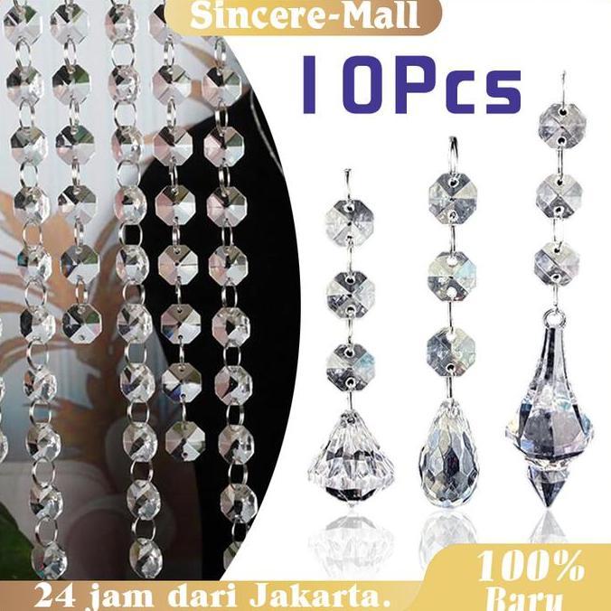 VIWIUWIU Isi10 Tirai Manik Kristal Akrilik Tirai Manik Kristal Kaca Tirai Crystal Mengkilap