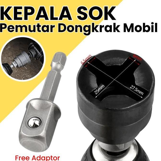 AWAYESH Kunci Sok Impact Bor Listrik 1/2 Inch Adaptor Pemutar Dongkrak Mobil Model Jembatan Universa