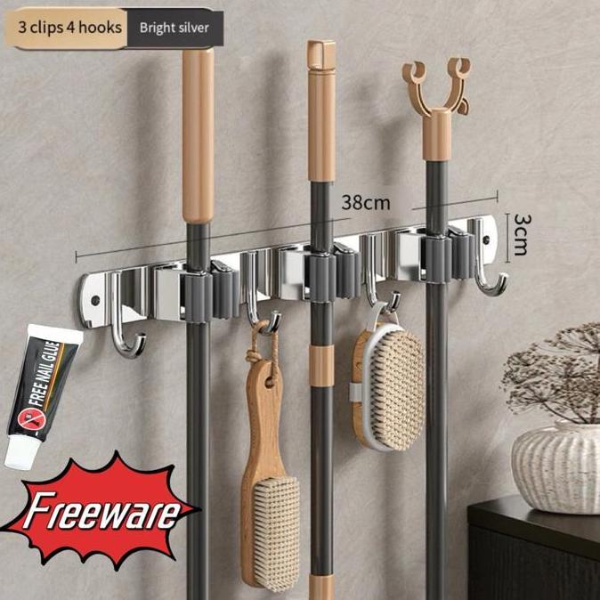 SWASAGARA Premium Sikat Stainless Steel RakPenait Mop Rack Penjepit Rak Sapu Pel Penjepit Gantungan 