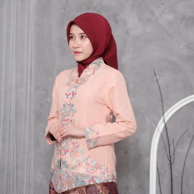 Kebaya Encim Bordir Modern Putih Bordir Warna Lengan Panjang Wisuda Kondangan Kantor Modern Pesta KS