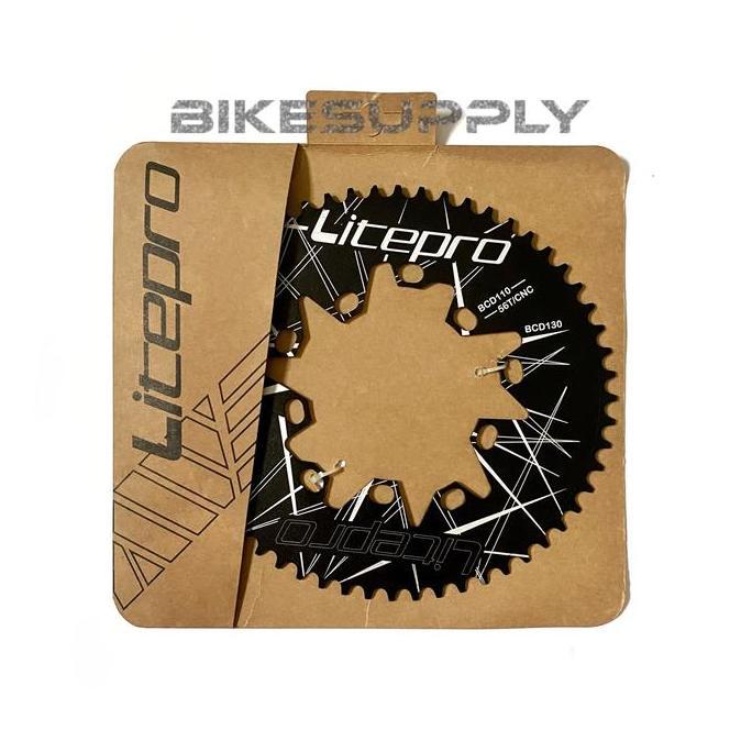CHAINRING CRANK LITEPRO OVAL 52T 54T 56T 58T HITAM DOUBLE BCD 110 130 ORIGINAL DAN TERPERCAYA