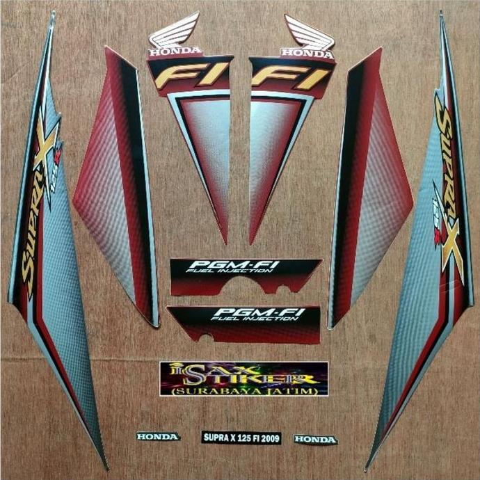 Promo Striping Original Honda Supra X 125 R FI merah tahun 2008 2009 Diskon