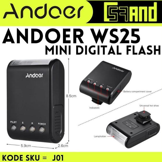 TERBARU - Andoer WS25 Lampu Flash Kamera Digital Camera Video Light Smartphone
