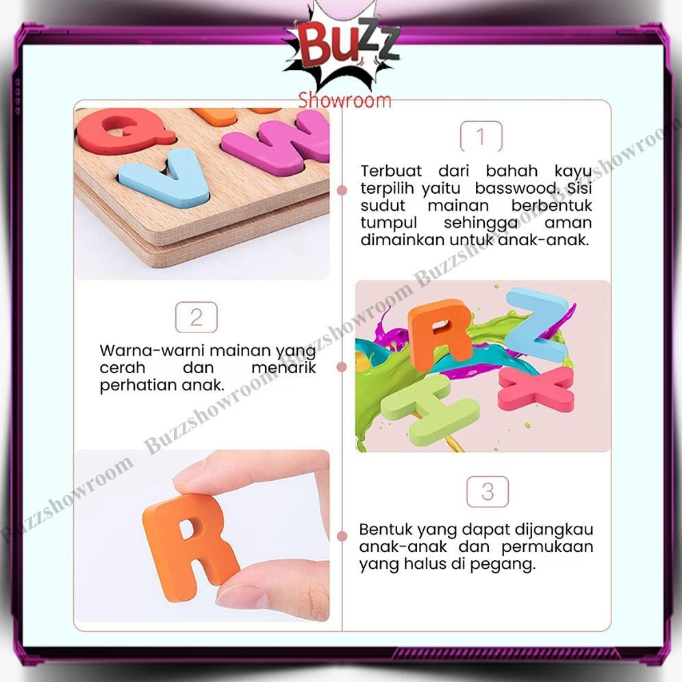 Promo Puzzle Kayu 3D Huruf Angka Wooden Mainan Edukasi Anak Blok Montessori Geometri
