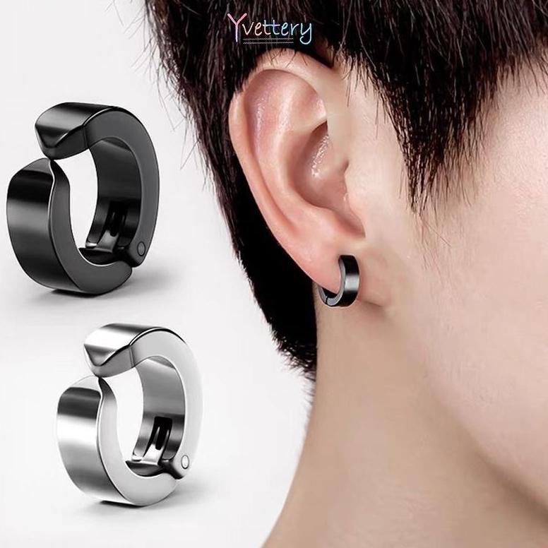 FAVORIT COD Anting Magnet / Anting bulat Tanpa Lubang Telinga Palsu Bahan Anting Titanium Steel Untu