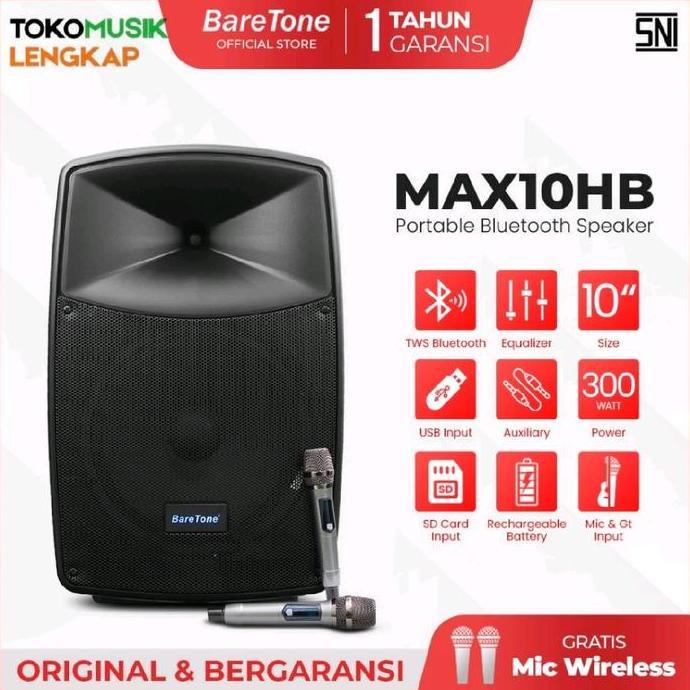 Baretone Speaker Portable MAX10HB Speaker Bluetooth 10inch Speaker Baretone MAX 10HB