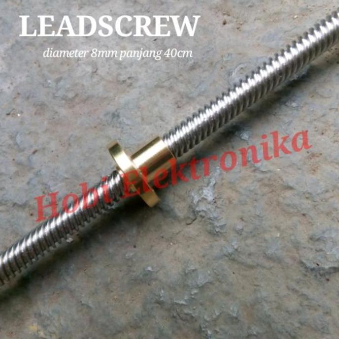 Leadscrew T8 with Nut Diameter 8mm Pitch 2mm panjang 40cm 400mm