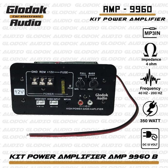 CASHBACK - KIT POWER Amplifier AMP 9960 Bastub 12 inch Mosfet 350 watts Subwoofer 6-12 inch MP3 Inpu