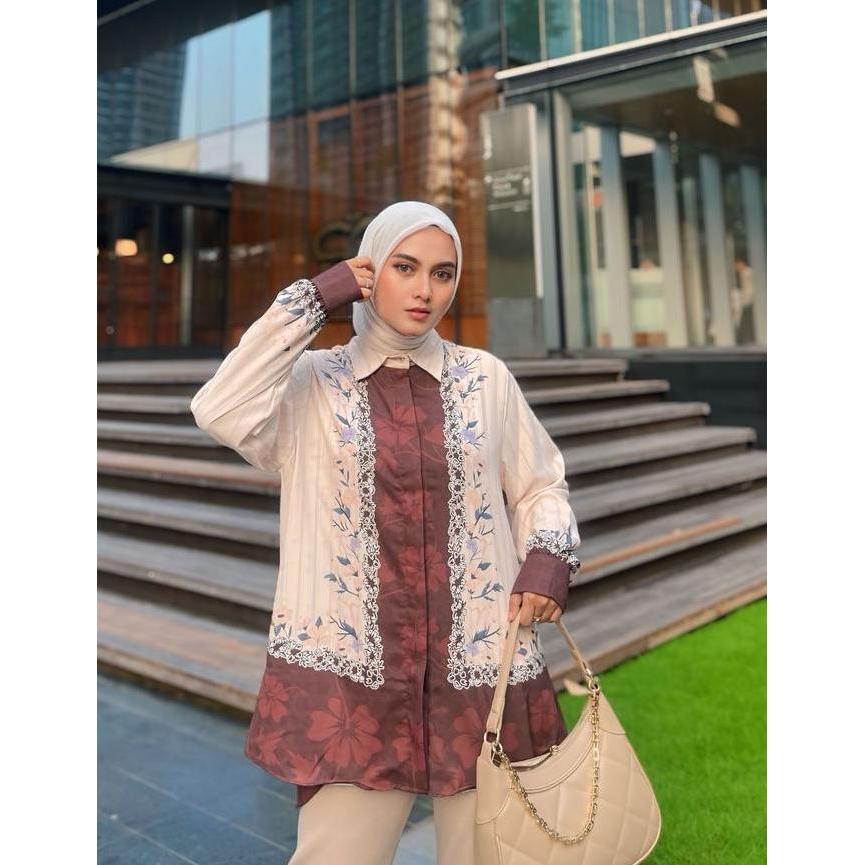 Bianca Shirt Kemeja Bianca Shirt Kemeja Wanita Cantik Fashion Marbella Printing