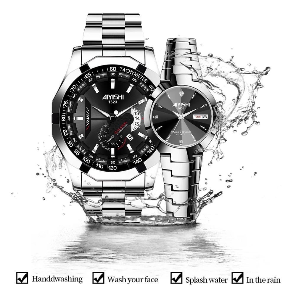 TERMURAH AIYISHI Jam Tangan Couple Anti Air Original Rantai Couple Watch Model 1623 1658