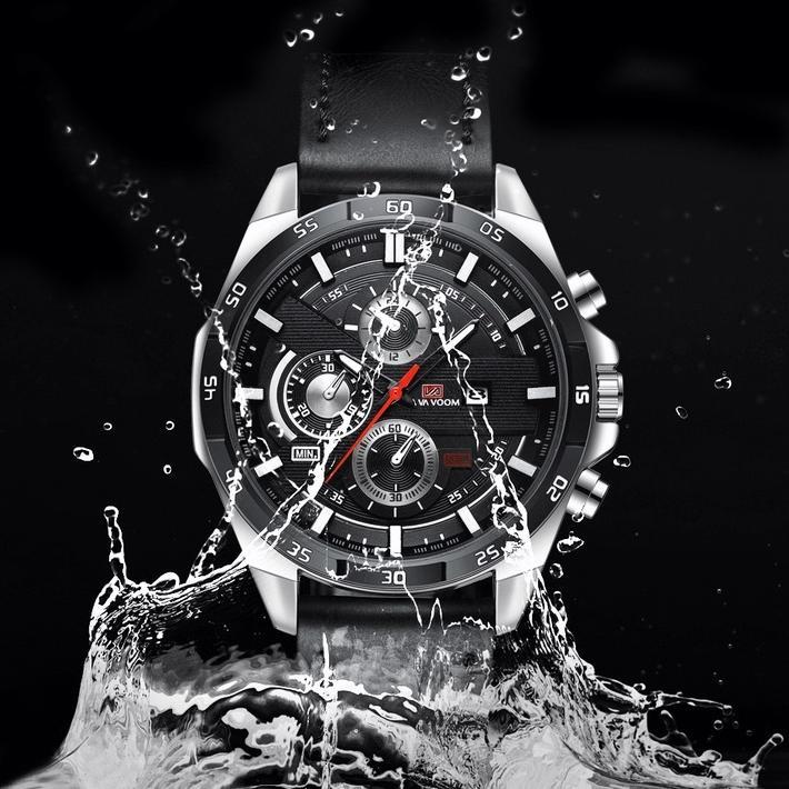 GARANSI VaVa Voom 216 Jam Tangan Pria Korea Kulit Stainless Steel Analog Quartz Cowok Tangan Arloji 