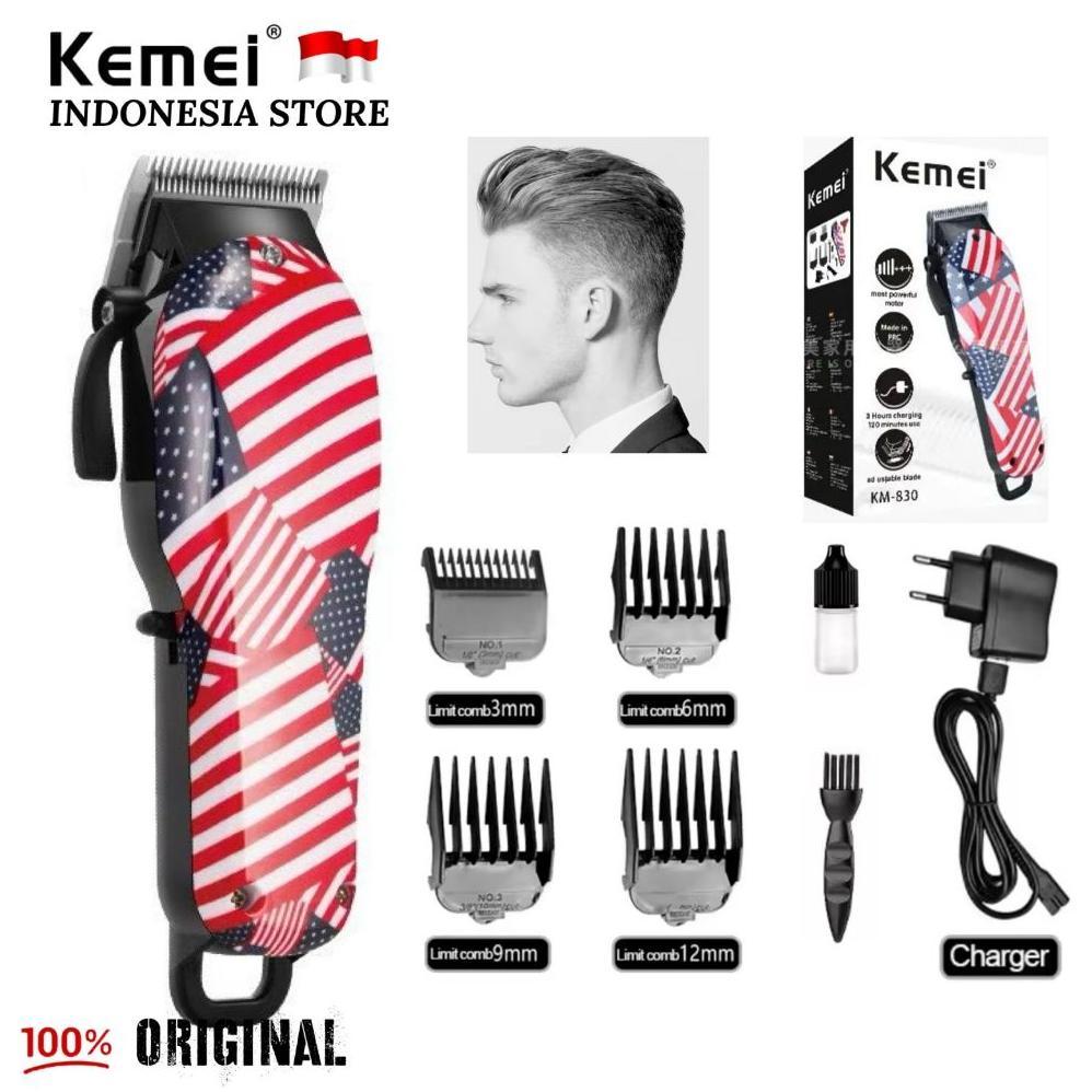 NEW Alat Cukur Rambut Kemei KM 830 Hair Clipper Professional Elektrik Rechargeable Mesin Cukuran KM-