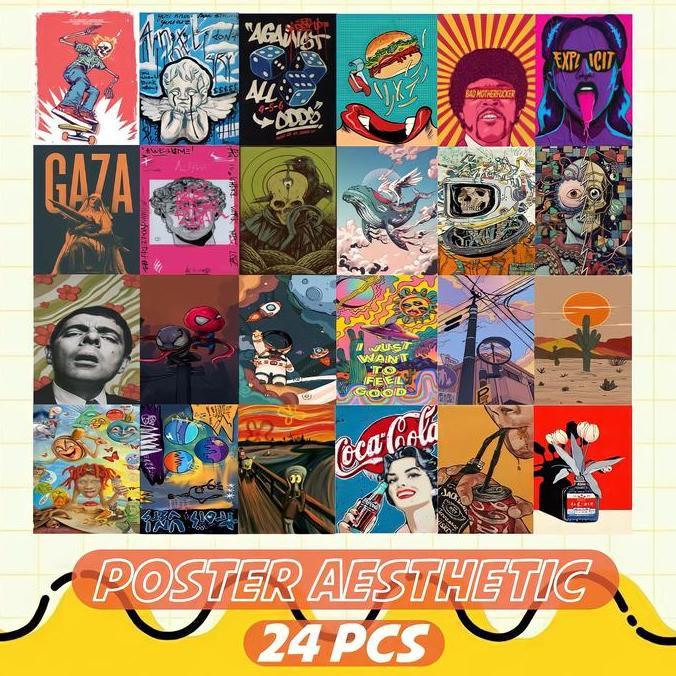 TERLARIS 24PCS POSTER DINDING AESTHETIC - POSTER MIX AESTHETIC KAMAR KEREN / POSTER AESTHETIC KAMAR
