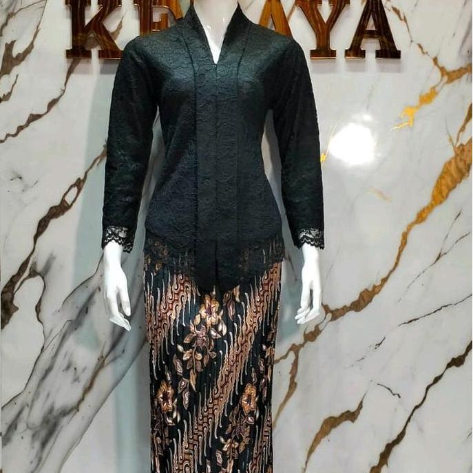 setelan  Kerahkebaya kartini pendek/brukat non gliter/baju kondangan/baju set pesta/kebaya modern Br