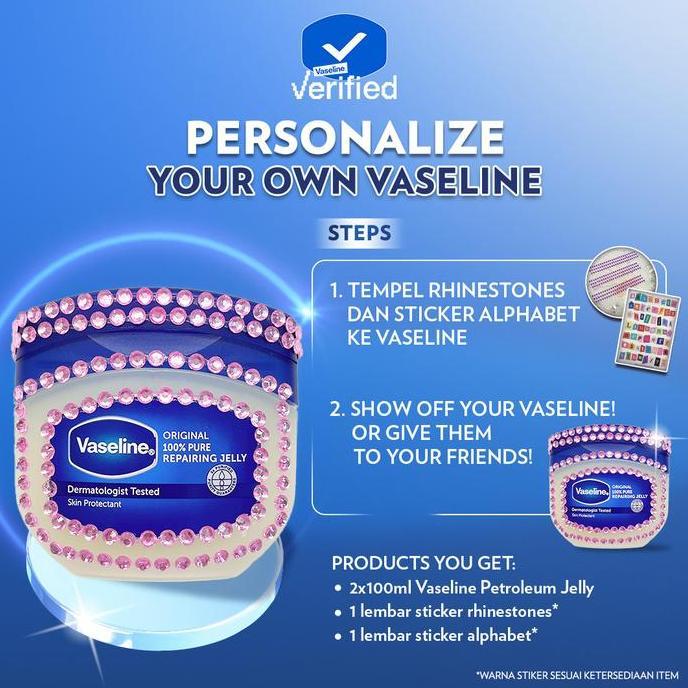 PRODUK FAVORIT - DIY Kit Vaseline Petroleum Jelly Original Pure Twinpack - FREE STICKER &KEYCHAINPOU