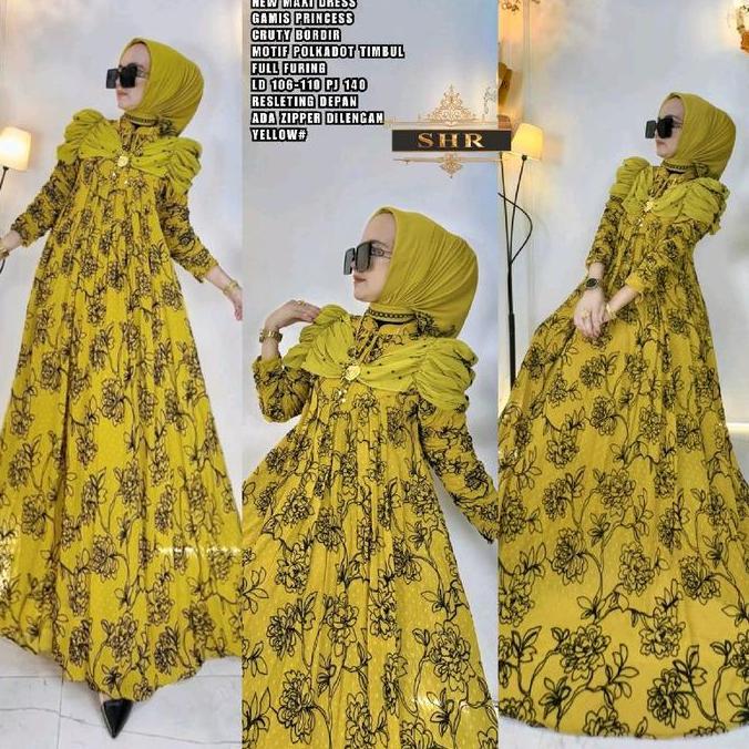 New Gamis Ori ShrMaxydress Layer Dada Cantik+Bludru Mawar Cantik Promo Lebaran
