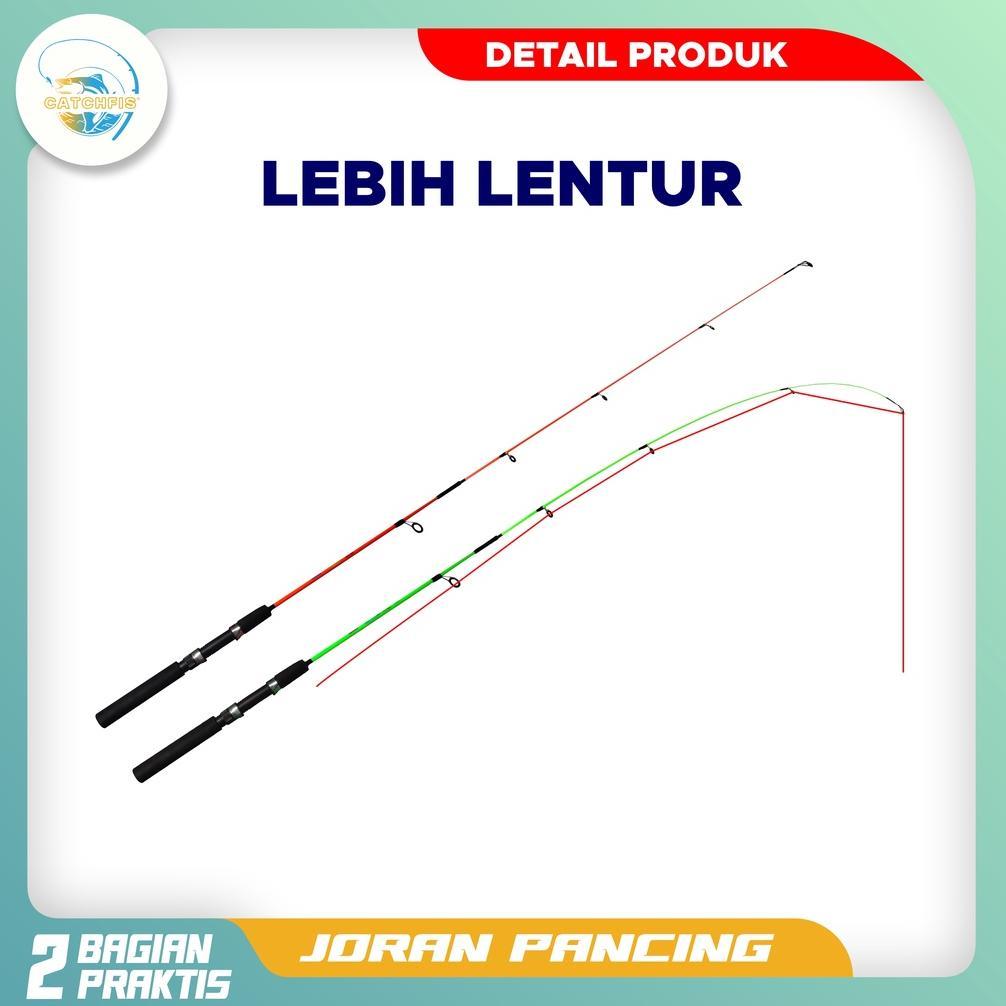 Catchfis - Joran Pancing Super Lentur Warna Hijau Dan Merah Panjang 120Cm - 150Cm Bahan Fiber Solid 