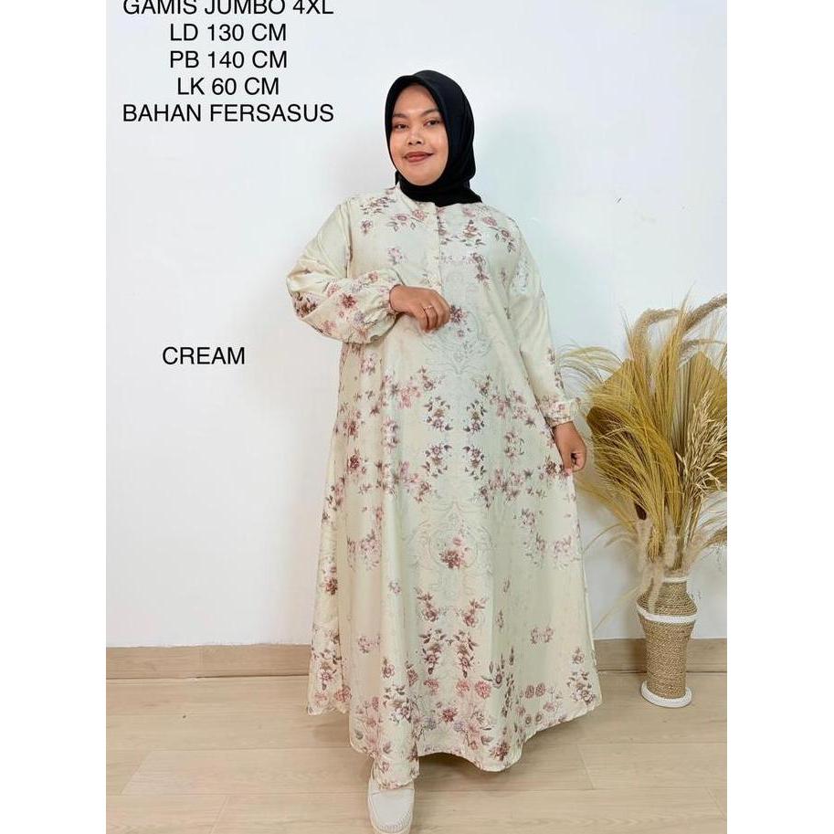 New Gamis Jumbo Ld 130 Cm Motif Bunga Kekinian - Aulia Dress Promo Lebaran