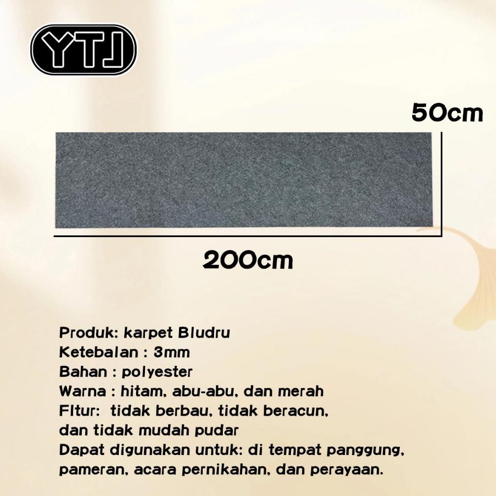 Tc21 Ytj Karpet Bludru Polos Uk. 50X200 Cm Karpet Pameran/Karpet Panggung/Karpet Masjid - Big Sale