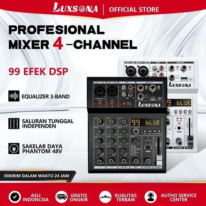 LUXSONA MIXER 4-CHANNEL AUDIO MIXER MINI PROFESIONAL MIXER USB BLUETOOTH HARGA RENDAH PENJUALAN GUDA