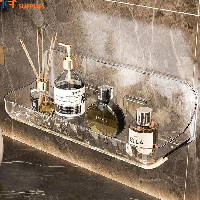 Kfrak Dinding Kamar Mandi Akrilik Transparan Tanpa Bor Rak Sabun Sampo Shampoo
