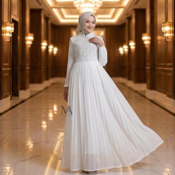 New Mozaya Abaya - Gamis Lebaran 2026 Terbaru Baju Muslim Wanita Warna Putih Haji Umroh 323 Promo Le