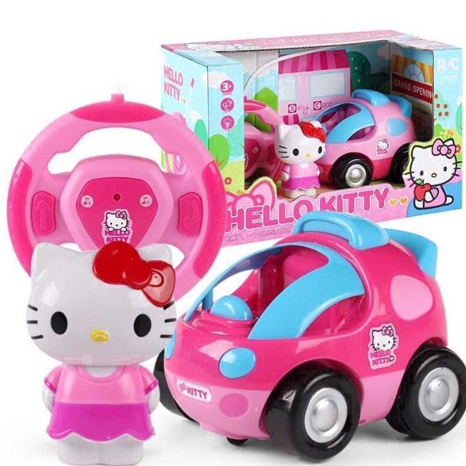 Mobil Remote Control Hello Kitty Pink remot Doraemon Dengan Musik & Lampu