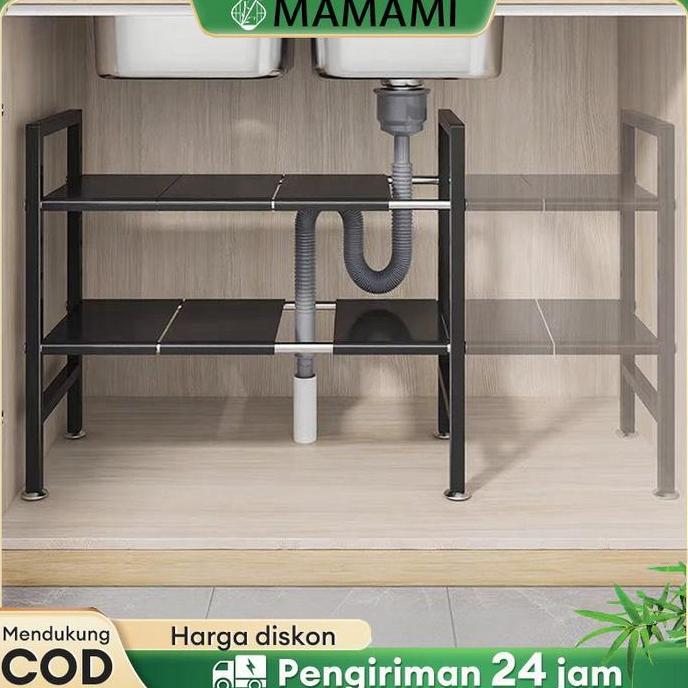 Rak dapur stainless steel /Rak Bawah Wastafel /Rak Penyimpanan Dapur Flexible /Rak panci /Rak Susun 