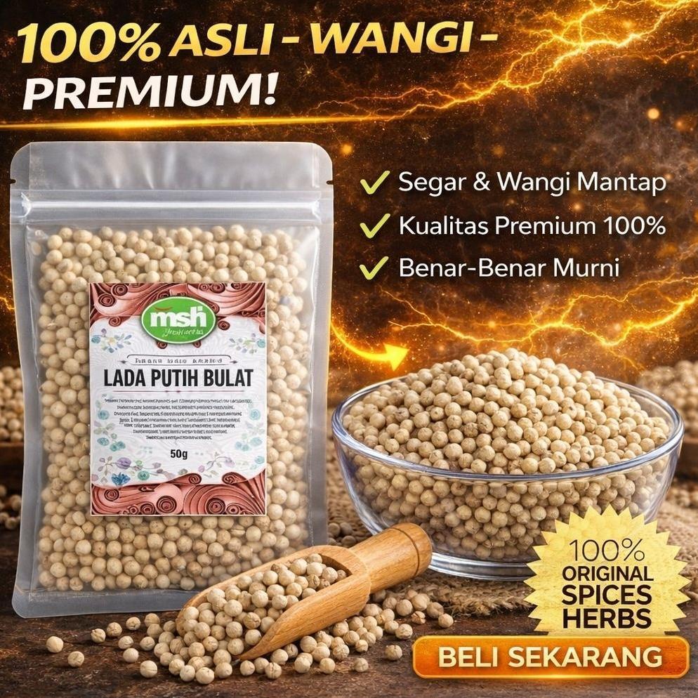 Terlaris Lada Putih Bulat Pack 50gr , Lada Putih Bulat Asli , Lada Putih Bulat Premium