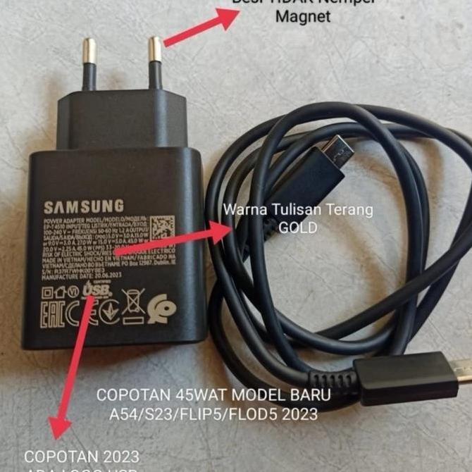 Charger Samsung Galaxy A33 A53 A71 A72 A73 A80 Copotan 45Watt Kode 1027