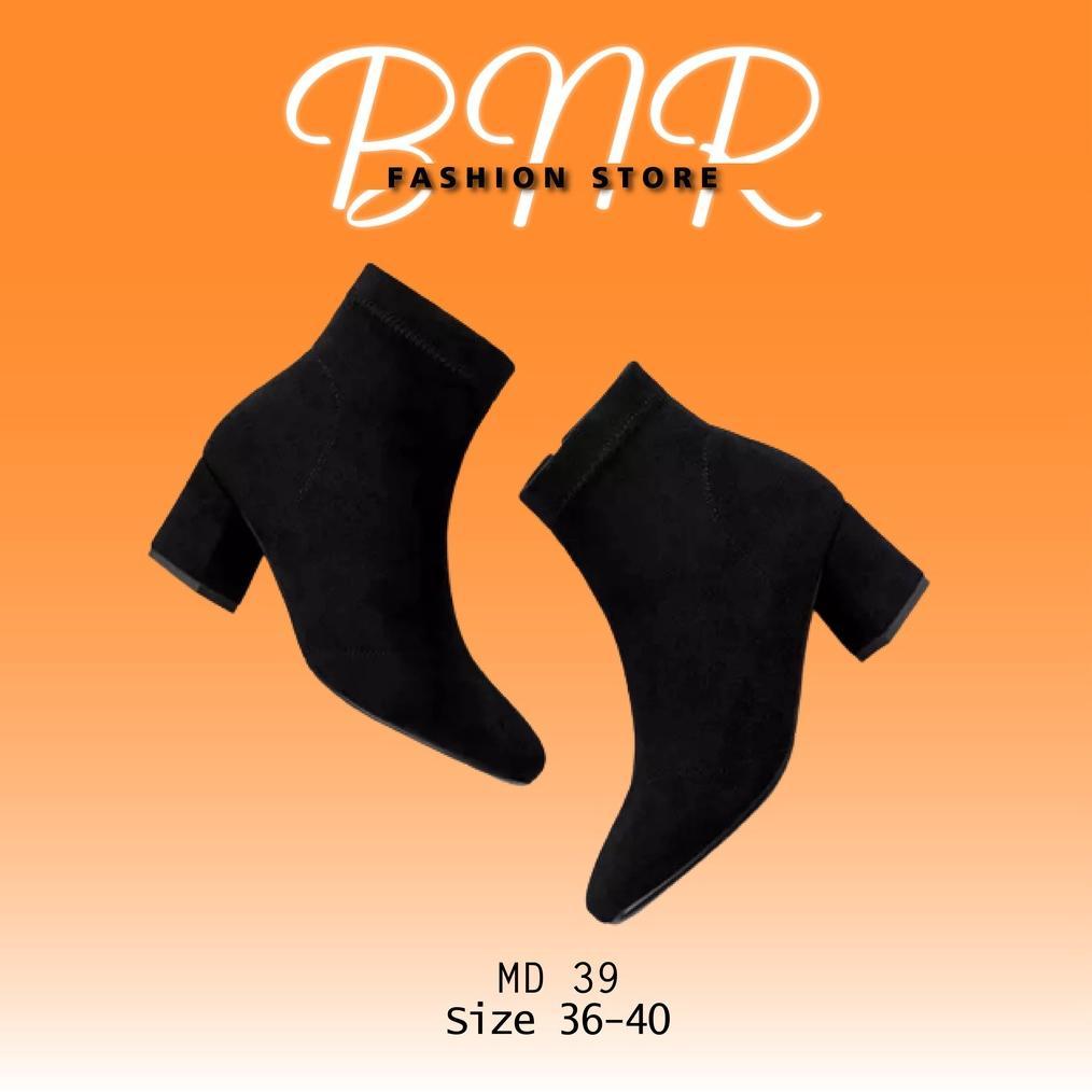Diskon Sepatu Boots Wanita Hak Tebal Sepatu Boots Kerja Wanita Hak Tinggi  Sepatu Boots Kulit Wanita