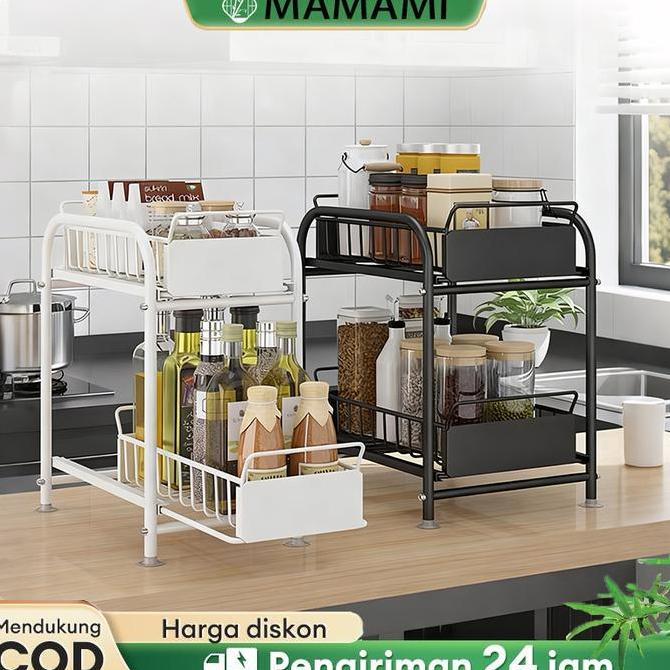 Rak Dapur Bawah Wastafel Rak Kabinet Dapur Kitchen Rack Rak Lemari Dapur Keranjang Geser Laci Rak Ta